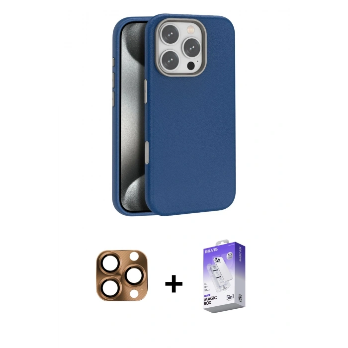 MARSİLYAN™- iPhone 16 Pro Max Kılıf Zirve Modern Prime - Siyah Bilvis 5in1 3D Magic Cam Ekran Koruyucu + Pers Alüminyum Kamera Lens - CLTM