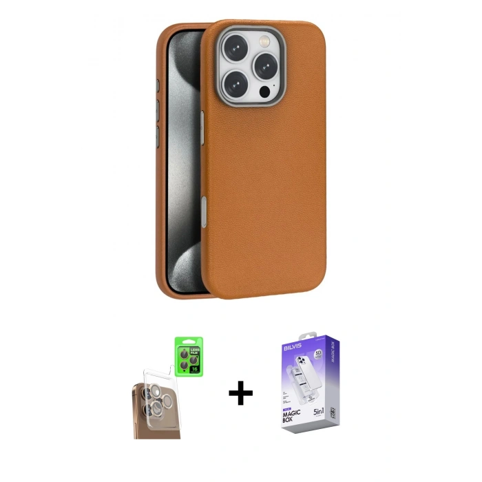 MARSİLYAN™- iPhone 16 Pro Max Kılıf Zirve Modern Prime - Siyah Bilvis 5in1 3D Magic Cam Ekran Koruyucu + Raze Metal Kamera Lens - CLTM