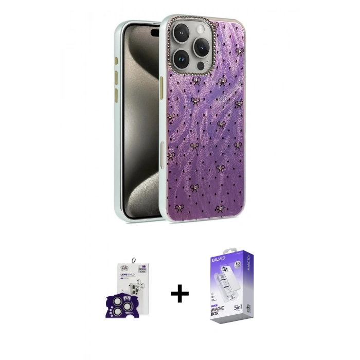MARSİLYAN™- iPhone 16 Pro Max Kılıf Zirve Modern Prime - Siyah Bilvis 5in1 3D Magic Cam Ekran Koruyucu + Bilvis Titan Kamera Lens - TMGI