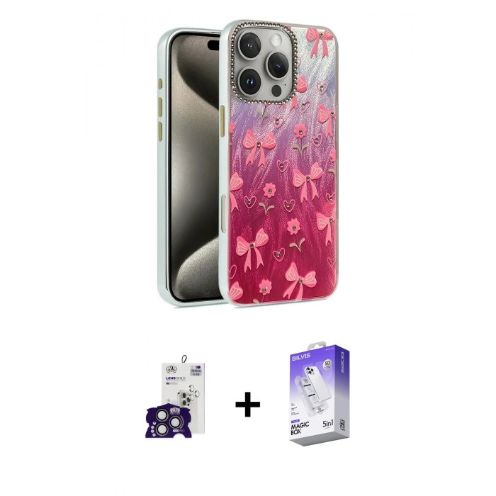 MARSİLYAN™- iPhone 16 Pro Max Kılıf Zirve Modern Prime - Siyah Bilvis 5in1 3D Magic Cam Ekran Koruyucu + Bilvis Titan Kamera Lens - TMGI