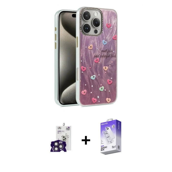 MARSİLYAN™- iPhone 16 Pro Max Kılıf Zirve Modern Prime - Siyah Bilvis 5in1 3D Magic Cam Ekran Koruyucu + Bilvis Titan Kamera Lens - TMGI