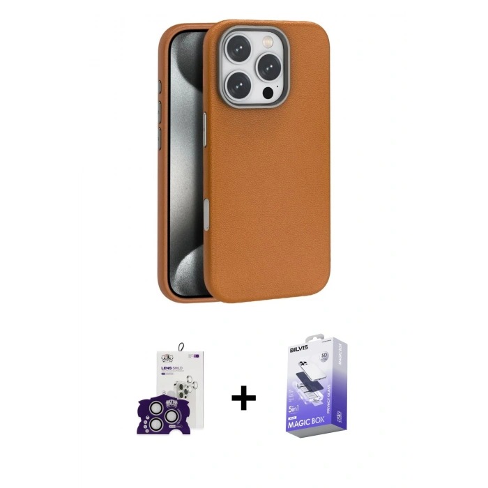 MARSİLYAN™- iPhone 16 Pro Max Kılıf Zirve Modern Prime - Siyah Bilvis 5in1 5D Magic Hayalet Cam Ekran Koruyucu + Bilvis Titan Kamera Lens - GS