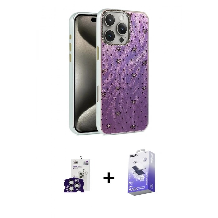 MARSİLYAN™- iPhone 16 Pro Max Kılıf Zirve Modern Prime - Siyah Bilvis 5in1 5D Magic Hayalet Cam Ekran Koruyucu + Bilvis Titan Kamera Lens - TMGI