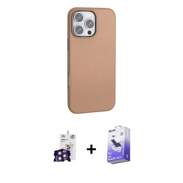 MARSİLYAN™- iPhone 16 Pro Max Kılıf Zirve Modern Prime - Siyah Bilvis 5in1 5D Magic Hayalet Cam Ekran Koruyucu + Bilvis Titan Kamera Lens - TMGI