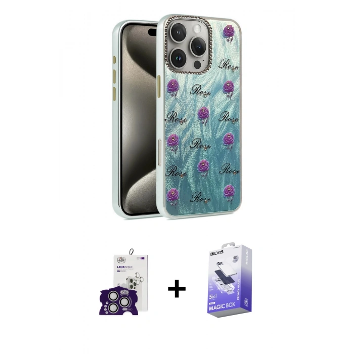 MARSİLYAN™- iPhone 16 Pro Max Kılıf Zirve Modern Prime - Siyah Bilvis 5in1 5D Magic Hayalet Cam Ekran Koruyucu + Gümüş Bilvis Titan Kamera Lens