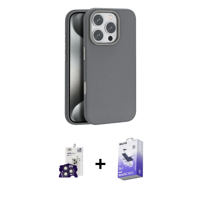 MARSİLYAN™- iPhone 16 Pro Max Kılıf Zirve Modern Prime - Siyah Bilvis 5in1 5D Magic Hayalet Cam Ekran Koruyucu + Bilvis Titan Kamera Lens - TMGI