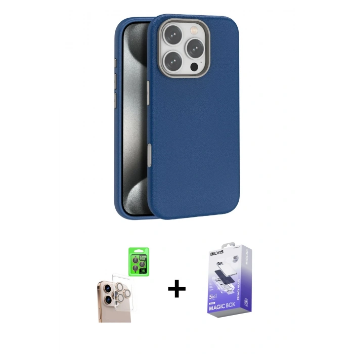 MARSİLYAN™- iPhone 16 Pro Max Kılıf Zirve Modern Prime - Siyah Bilvis 5in1 5D Magic Hayalet Cam Ekran Koruyucu + Raze Metal Kamera Lens - NLGY