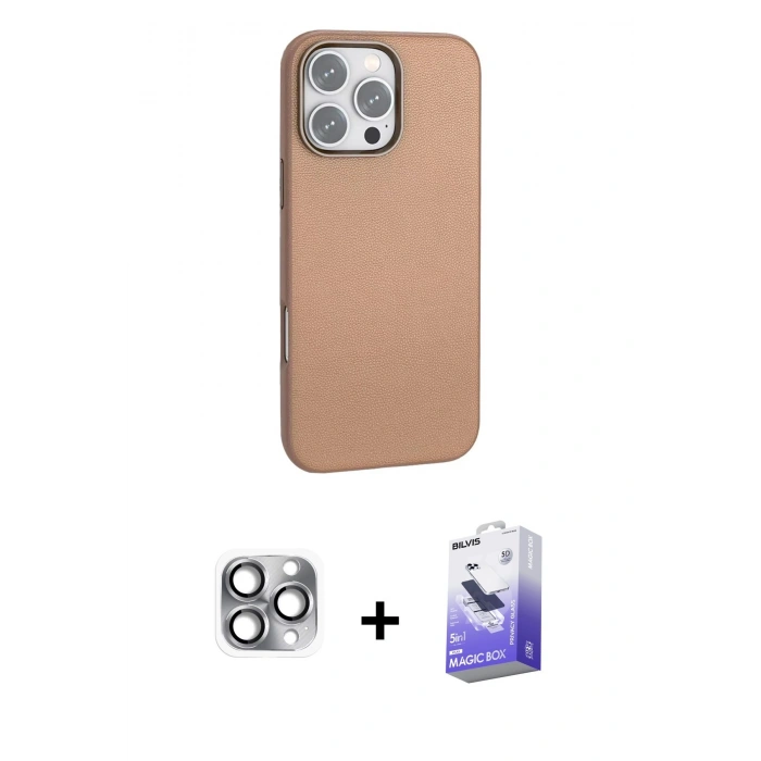 MARSİLYAN™- iPhone 16 Pro Max Kılıf Zirve Modern Prime - Siyah Bilvis 5in1 5D Magic Hayalet Cam Ekran Koruyucu + Pers Alüminyum Kamera Lens - GI