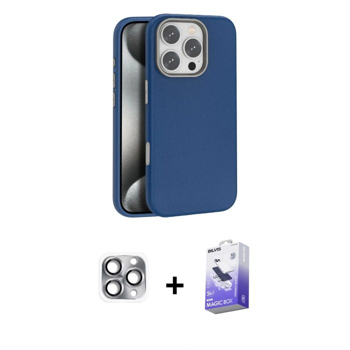 MARSİLYAN™- iPhone 16 Pro Max Kılıf Zirve Modern Prime - Siyah Bilvis 5in1 5D Magic Hayalet Cam Ekran Koruyucu + Pers Alüminyum Kamera Lens - GI
