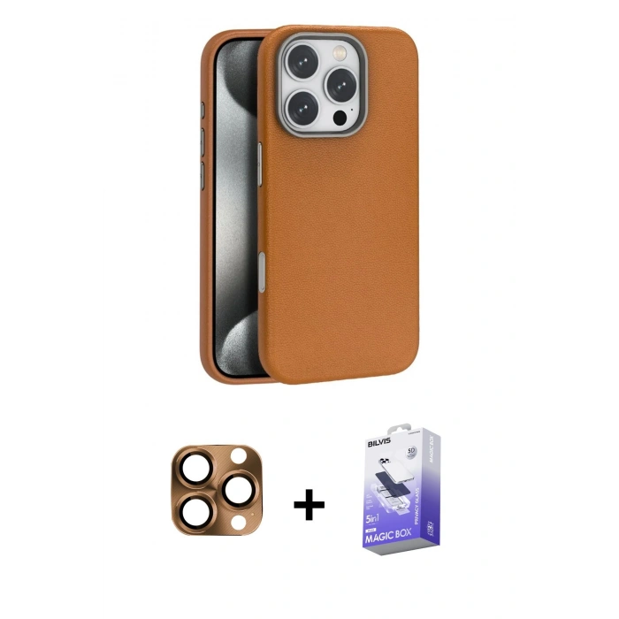 MARSİLYAN™- iPhone 16 Pro Max Kılıf Zirve Modern Prime - Siyah Bilvis 5in1 5D Magic Hayalet Cam Ekran Koruyucu + Pers Alüminyum Kamera Lens - CLTM