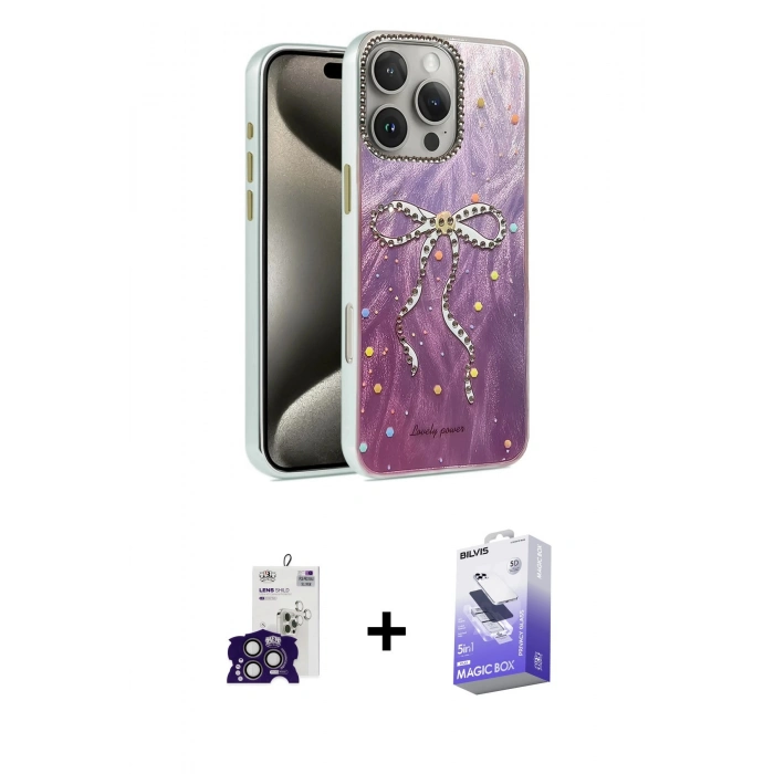 MARSİLYAN™- iPhone 16 Pro Max Kılıf Zirve Modern Prime - Siyah Bilvis 5in1 5D Magic Hayalet Cam Ekran Koruyucu + Bilvis Titan Kamera Lens - TMGI