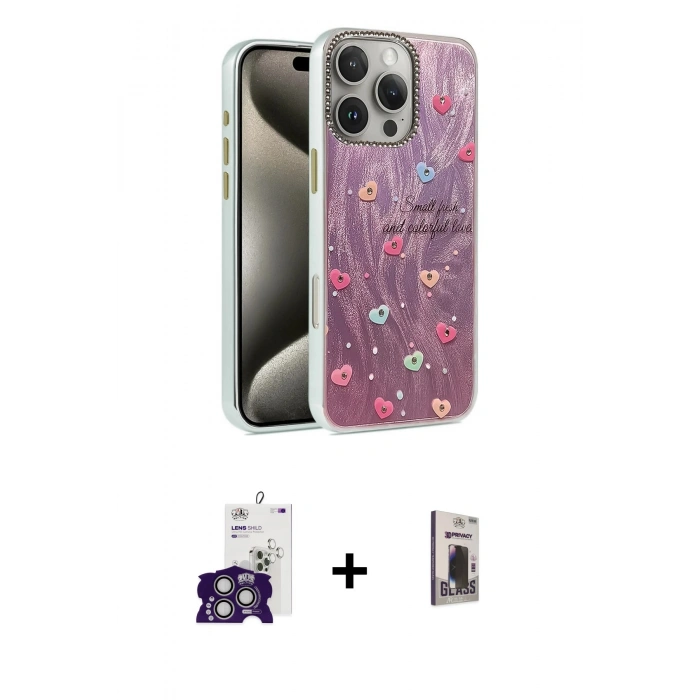 MARSİLYAN™- iPhone 16 Pro Max Kılıf Zirve Modern Prime - Siyah Bilvis Hayalet Cam Ekran Koruyucu + Bilvis Titan Kamera Lens - GS