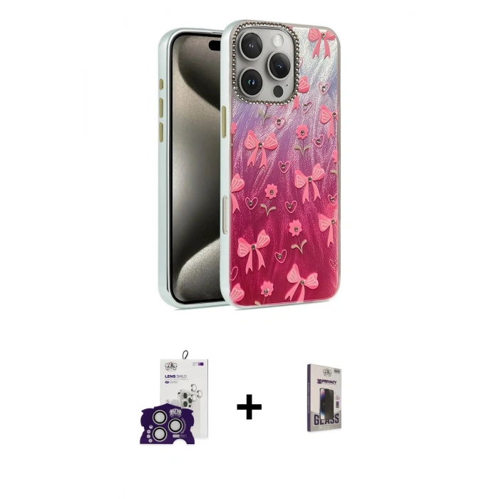MARSİLYAN™- iPhone 16 Pro Max Kılıf Zirve Modern Prime - Siyah Bilvis Hayalet Cam Ekran Koruyucu + Bilvis Titan Kamera Lens - GS