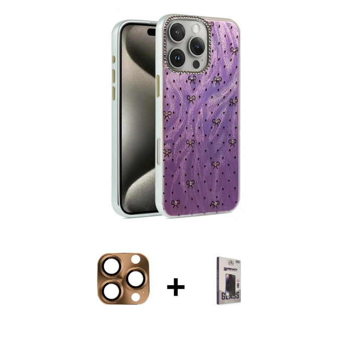 MARSİLYAN™- iPhone 16 Pro Max Kılıf Zirve Modern Prime - Siyah Bilvis Hayalet Cam Ekran Koruyucu + Pers Alüminyum Kamera Lens - CLTM