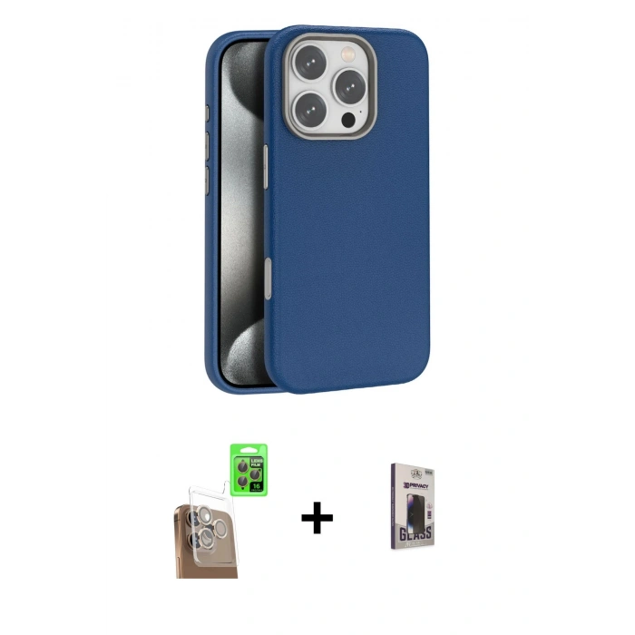 MARSİLYAN™- iPhone 16 Pro Max Kılıf Zirve Modern Prime - Siyah Bilvis Hayalet Cam Ekran Koruyucu + Raze Metal Kamera Lens - CLTM