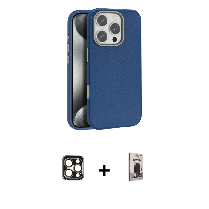 MARSİLYAN™- iPhone 16 Pro Max Kılıf Zirve Modern Prime - Siyah Bilvis Hayalet Cam Ekran Koruyucu + PVD Metal Kamera Lens - GD