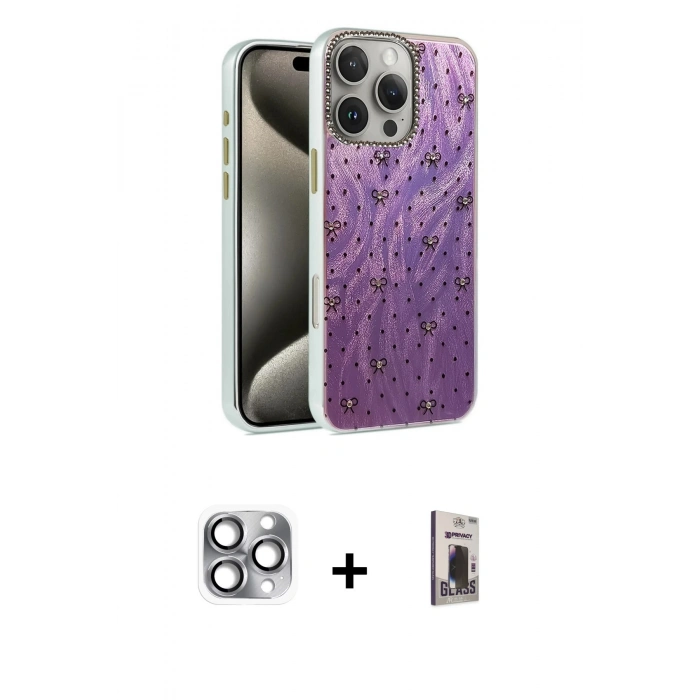 MARSİLYAN™- iPhone 16 Pro Max Kılıf Zirve Modern Prime - Siyah Bilvis Hayalet Cam Ekran Koruyucu + Pers Alüminyum Kamera Lens - GI
