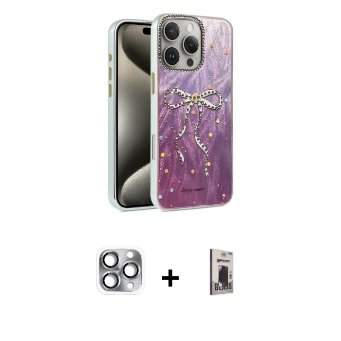 MARSİLYAN™- iPhone 16 Pro Max Kılıf Zirve Modern Prime - Siyah Bilvis Hayalet Cam Ekran Koruyucu + Pers Alüminyum Kamera Lens - GI
