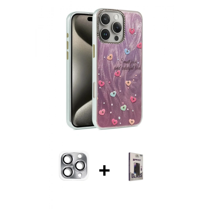 MARSİLYAN™- iPhone 16 Pro Max Kılıf Zirve Modern Prime - Siyah Bilvis Hayalet Cam Ekran Koruyucu + Pers Alüminyum Kamera Lens - GI