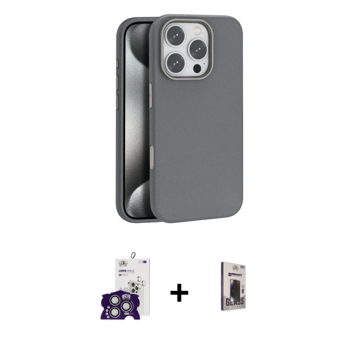 MARSİLYAN™- iPhone 16 Pro Max Kılıf Zirve Modern Prime - Siyah Bilvis Hayalet Cam Ekran Koruyucu + Bilvis Titan Kamera Lens - GS