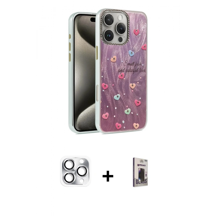 MARSİLYAN™- iPhone 16 Pro Max Kılıf Zirve Modern Prime - Siyah Bilvis Hayalet Cam Ekran Koruyucu + Pers Alüminyum Kamera Lens - GS