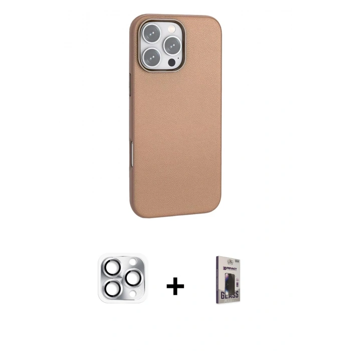 MARSİLYAN™- iPhone 16 Pro Max Kılıf Zirve Modern Prime - Siyah Bilvis Hayalet Cam Ekran Koruyucu + Pers Alüminyum Kamera Lens - GS