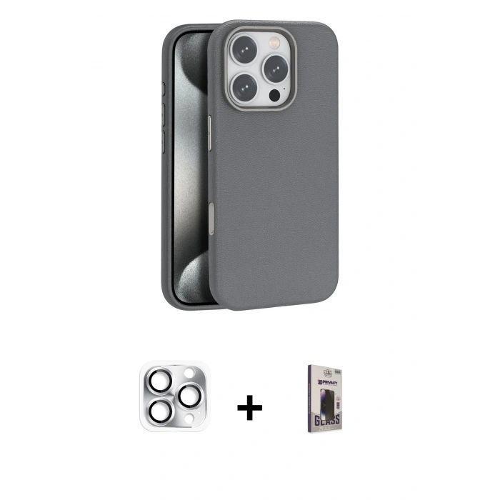MARSİLYAN™- iPhone 16 Pro Max Kılıf Zirve Modern Prime - Siyah Bilvis Hayalet Cam Ekran Koruyucu + Pers Alüminyum Kamera Lens - GS
