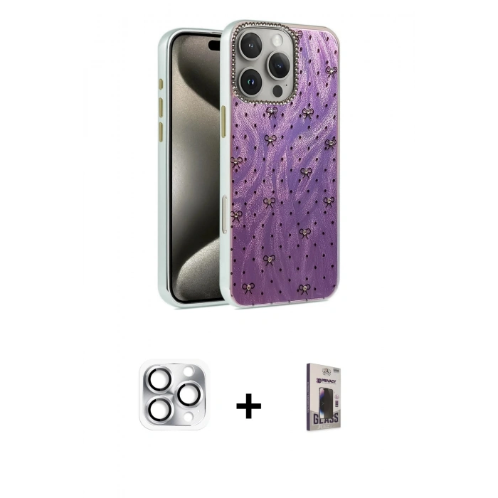 MARSİLYAN™- iPhone 16 Pro Max Kılıf Zirve Modern Prime - Siyah Bilvis Hayalet Cam Ekran Koruyucu + Pers Alüminyum Kamera Lens - GS
