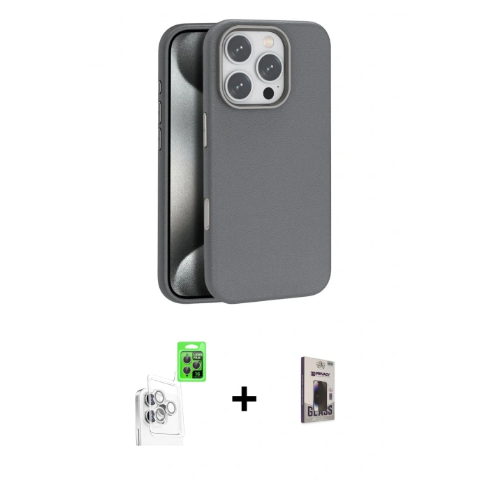 MARSİLYAN™- iPhone 16 Pro Max Kılıf Zirve Modern Prime - Siyah Bilvis Hayalet Cam Ekran Koruyucu + Raze Metal Kamera Lens - BZ