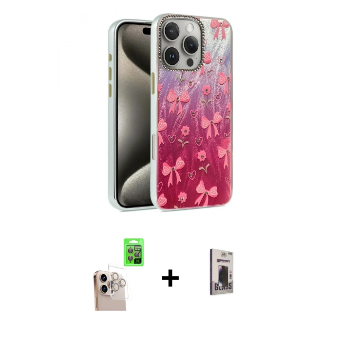 MARSİLYAN™- iPhone 16 Pro Max Kılıf Zirve Modern Prime - Siyah Bilvis Hayalet Cam Ekran Koruyucu + Raze Metal Kamera Lens - NLGY
