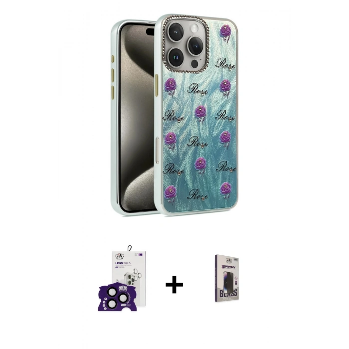 MARSİLYAN™- iPhone 16 Pro Max Kılıf Zirve Modern Prime - Siyah Bilvis Hayalet Cam Ekran Koruyucu + Bilvis Titan Kamera Lens - SH