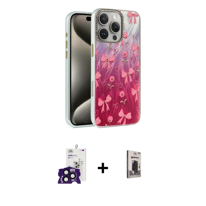MARSİLYAN™- iPhone 16 Pro Max Kılıf Zirve Modern Prime - Siyah Bilvis Hayalet Cam Ekran Koruyucu + Bilvis Titan Kamera Lens - SH