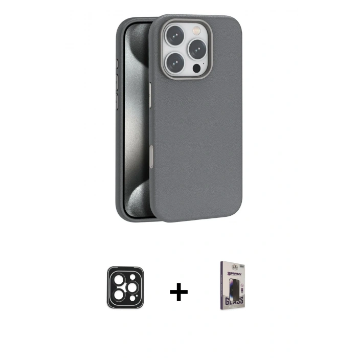 MARSİLYAN™- iPhone 16 Pro Max Kılıf Zirve Modern Prime - Siyah Bilvis Hayalet Cam Ekran Koruyucu + PVD Metal Kamera Lens - SH