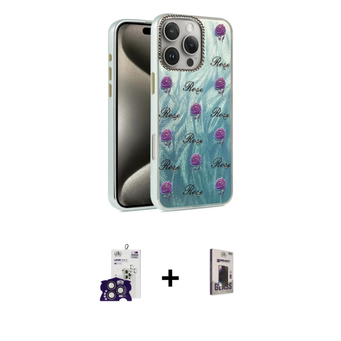 MARSİLYAN™- iPhone 16 Pro Max Kılıf Zirve Modern Prime - Siyah Bilvis Hayalet Cam Ekran Koruyucu + Bilvis Titan Kamera Lens - TMGI