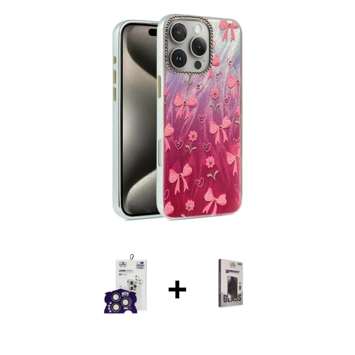 MARSİLYAN™- iPhone 16 Pro Max Kılıf Zirve Modern Prime - Siyah Bilvis Hayalet Cam Ekran Koruyucu + Bilvis Titan Kamera Lens - TMGI