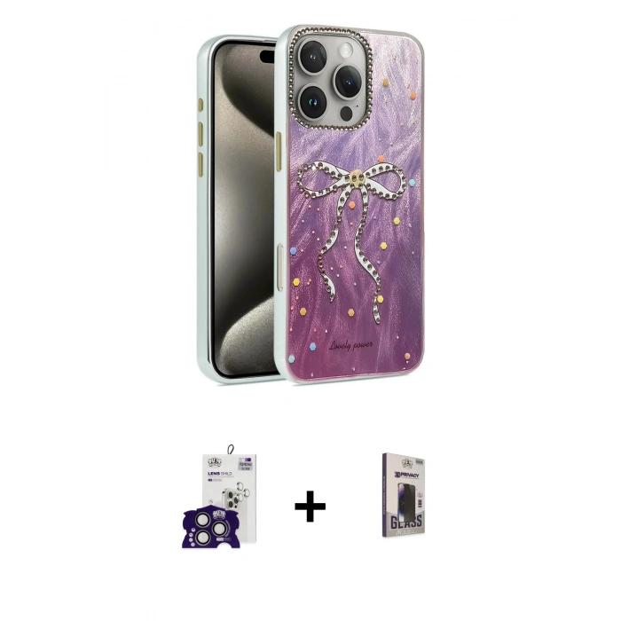MARSİLYAN™- iPhone 16 Pro Max Kılıf Zirve Modern Prime - Siyah Bilvis Hayalet Cam Ekran Koruyucu + Bilvis Titan Kamera Lens - TMGI