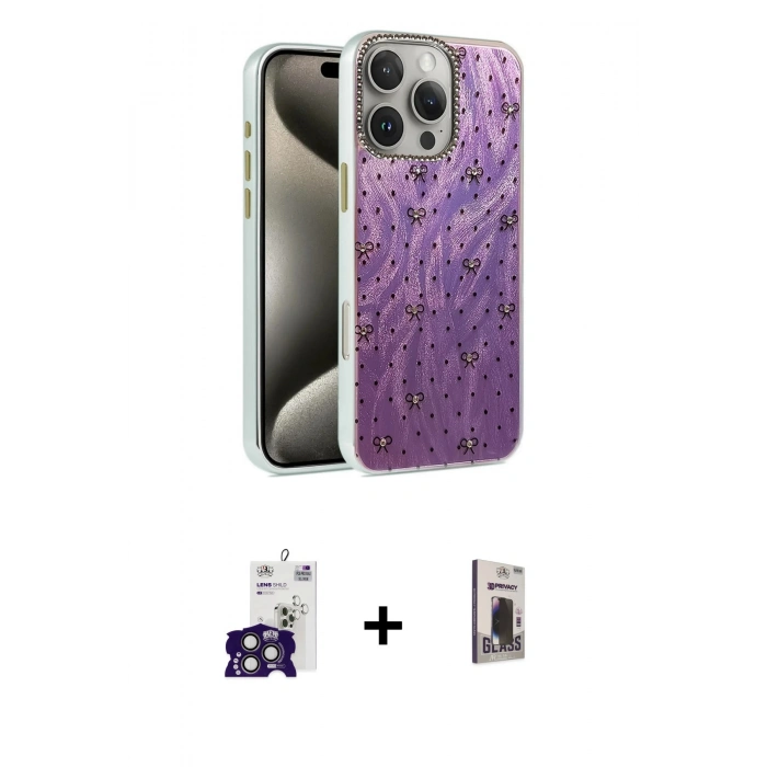 MARSİLYAN™- iPhone 16 Pro Max Kılıf Zirve Modern Prime - Siyah Bilvis Hayalet Cam Ekran Koruyucu + Bilvis Titan Kamera Lens - TMGI