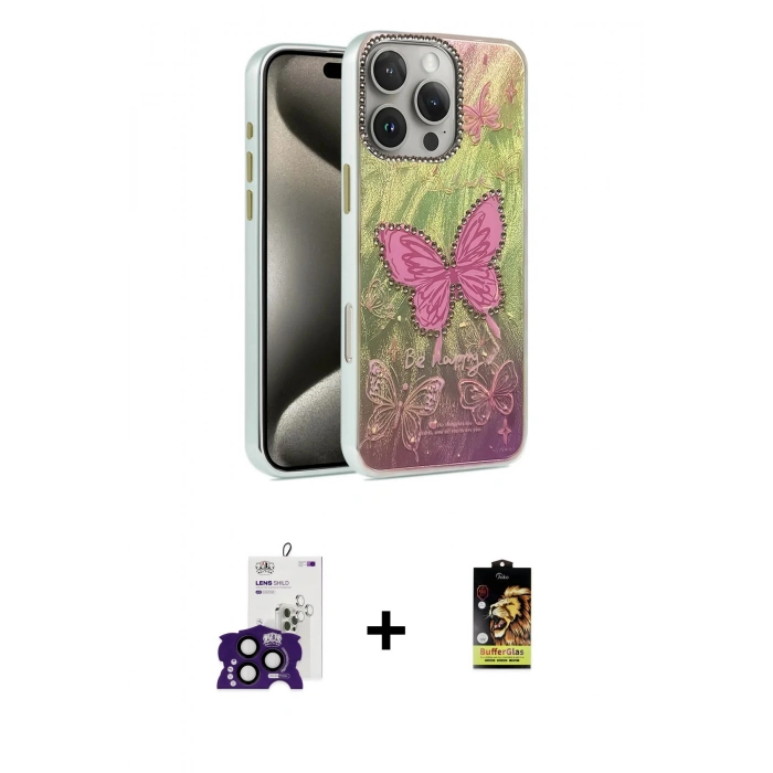 MARSİLYAN™- iPhone 16 Pro Max Kılıf Zirve Modern Prime - Siyah Buffer Cam Ekran Koruyucu + Bilvis Titan Kamera Lens - SH