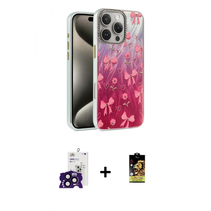 MARSİLYAN™- iPhone 16 Pro Max Kılıf Zirve Modern Prime - Siyah Buffer Cam Ekran Koruyucu + Bilvis Titan Kamera Lens - SH