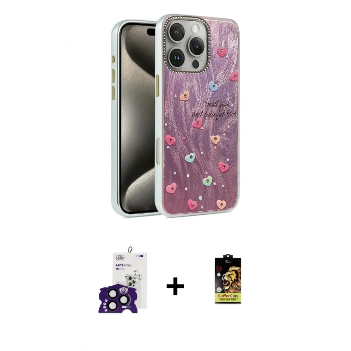 MARSİLYAN™- iPhone 16 Pro Max Kılıf Zirve Modern Prime - Siyah Buffer Cam Ekran Koruyucu + Bilvis Titan Kamera Lens - SH
