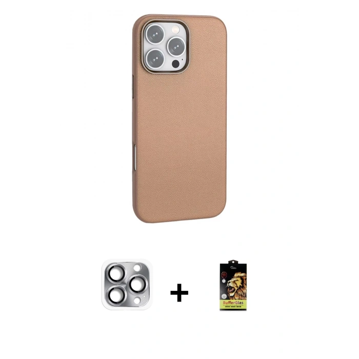 MARSİLYAN™- iPhone 16 Pro Max Kılıf Zirve Modern Prime - Siyah Buffer Cam Ekran Koruyucu + Pers Alüminyum Kamera Lens - GI