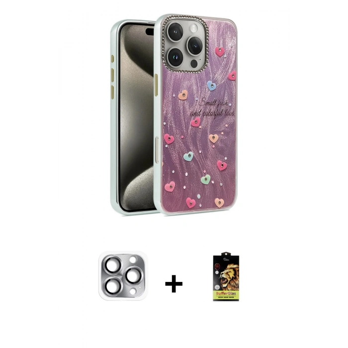 MARSİLYAN™- iPhone 16 Pro Max Kılıf Zirve Modern Prime - Siyah Buffer Cam Ekran Koruyucu + Pers Alüminyum Kamera Lens - GI