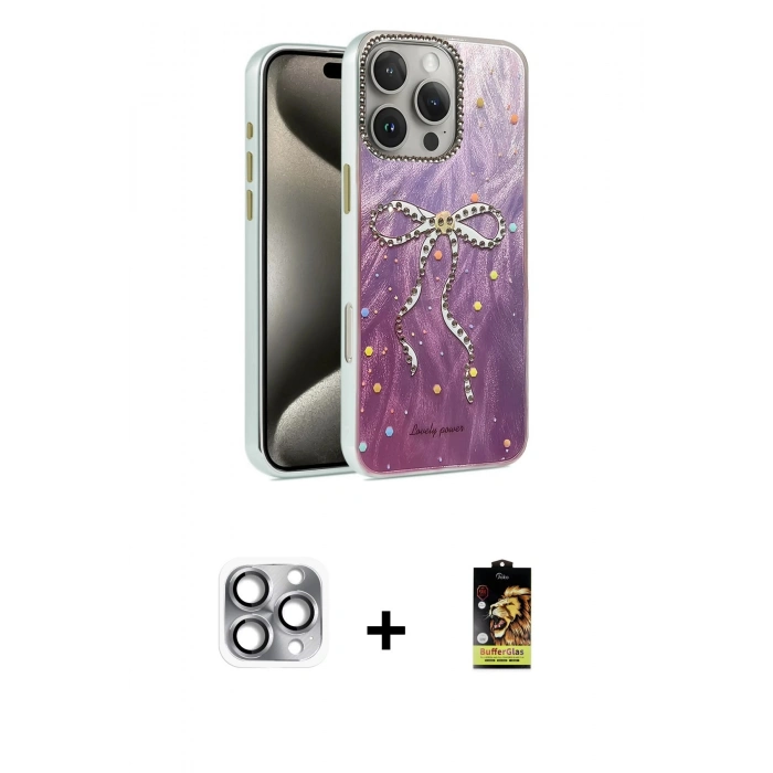 MARSİLYAN™- iPhone 16 Pro Max Kılıf Zirve Modern Prime - Siyah Buffer Cam Ekran Koruyucu + Pers Alüminyum Kamera Lens - GI