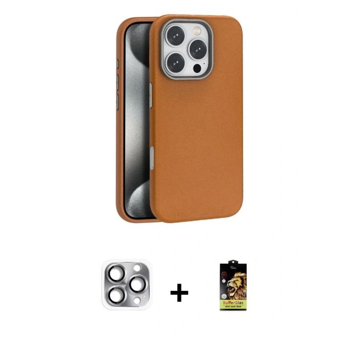MARSİLYAN™- iPhone 16 Pro Max Kılıf Zirve Modern Prime - Siyah Buffer Cam Ekran Koruyucu + Pers Alüminyum Kamera Lens - GI