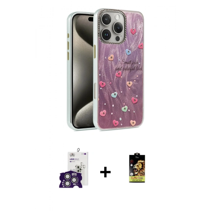 MARSİLYAN™- iPhone 16 Pro Max Kılıf Zirve Modern Prime - Siyah Buffer Cam Ekran Koruyucu + Bilvis Titan Kamera Lens - GS