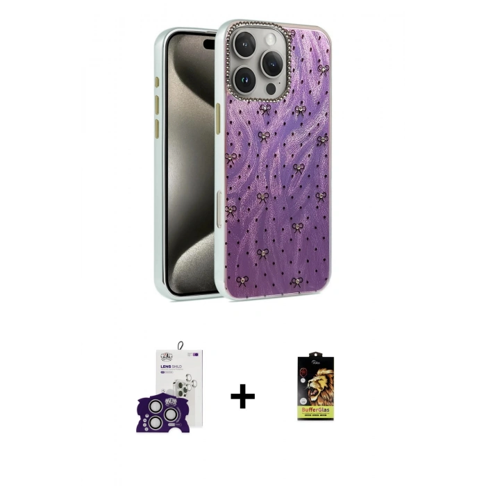 MARSİLYAN™- iPhone 16 Pro Max Kılıf Zirve Modern Prime - Siyah Buffer Cam Ekran Koruyucu + Bilvis Titan Kamera Lens - GS