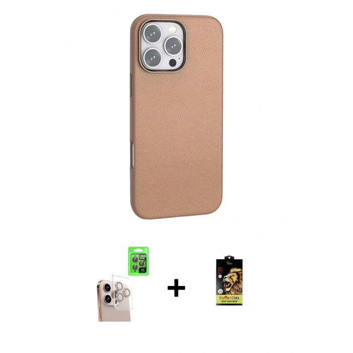 MARSİLYAN™- iPhone 16 Pro Max Kılıf Zirve Modern Prime - Siyah Buffer Cam Ekran Koruyucu + Raze Metal Kamera Lens - NLGY