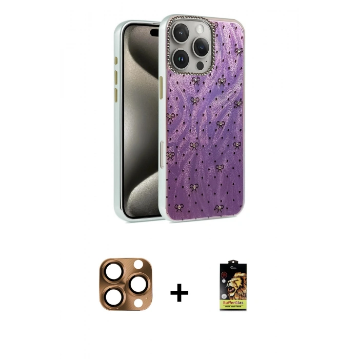 MARSİLYAN™- iPhone 16 Pro Max Kılıf Zirve Modern Prime - Siyah Buffer Cam Ekran Koruyucu + Pers Alüminyum Kamera Lens - CLTM