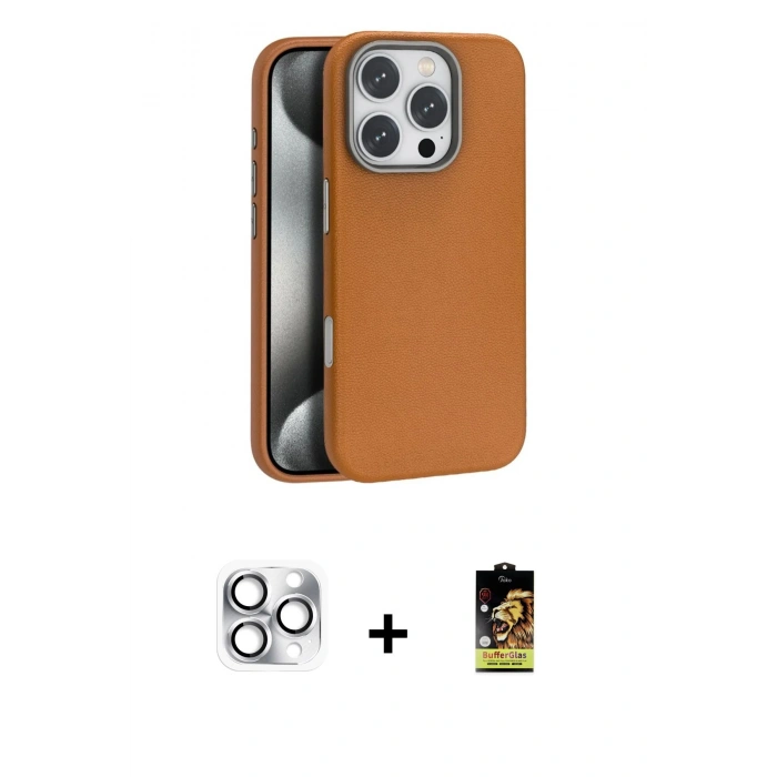 MARSİLYAN™- iPhone 16 Pro Max Kılıf Zirve Modern Prime - Siyah Buffer Cam Ekran Koruyucu + Pers Alüminyum Kamera Lens - GS