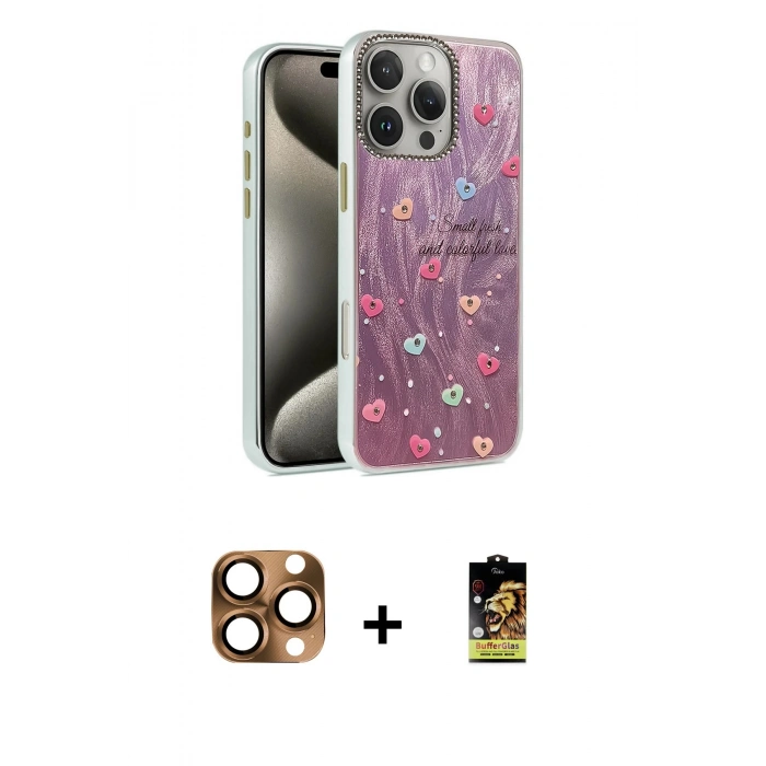 MARSİLYAN™- iPhone 16 Pro Max Kılıf Zirve Modern Prime - Siyah Buffer Cam Ekran Koruyucu + Pers Alüminyum Kamera Lens - CLTM